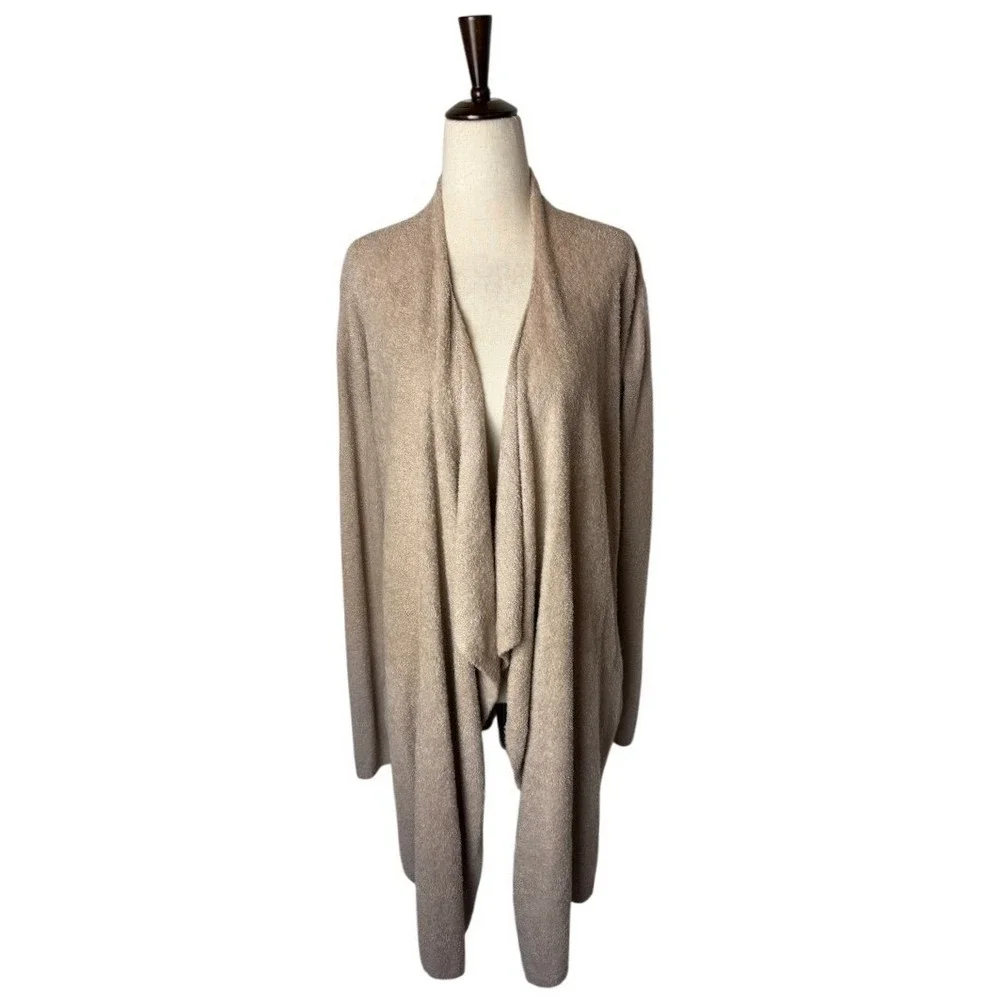 Barefoot‎ Dreams Sweater Women Small Tan Driftwood CozyChic Lite Island Cardigan